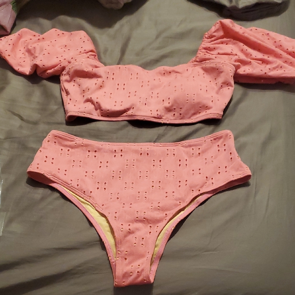 Pink Eyelet Bikini Set